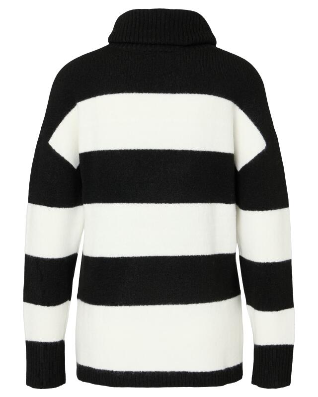 Knit jumper with side slits for women, black striped (KiK Strickpullover mit Seitenschlitzen (schwarz gestreift)) — KiK, authentic German product in Morocco