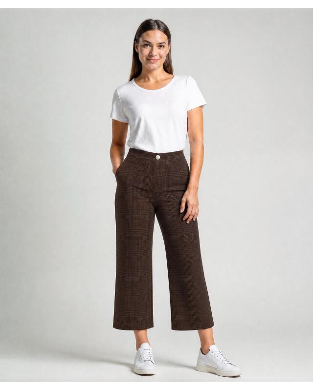 Checked culottes for women, brown checked — KiK, authentic German product in Morocco