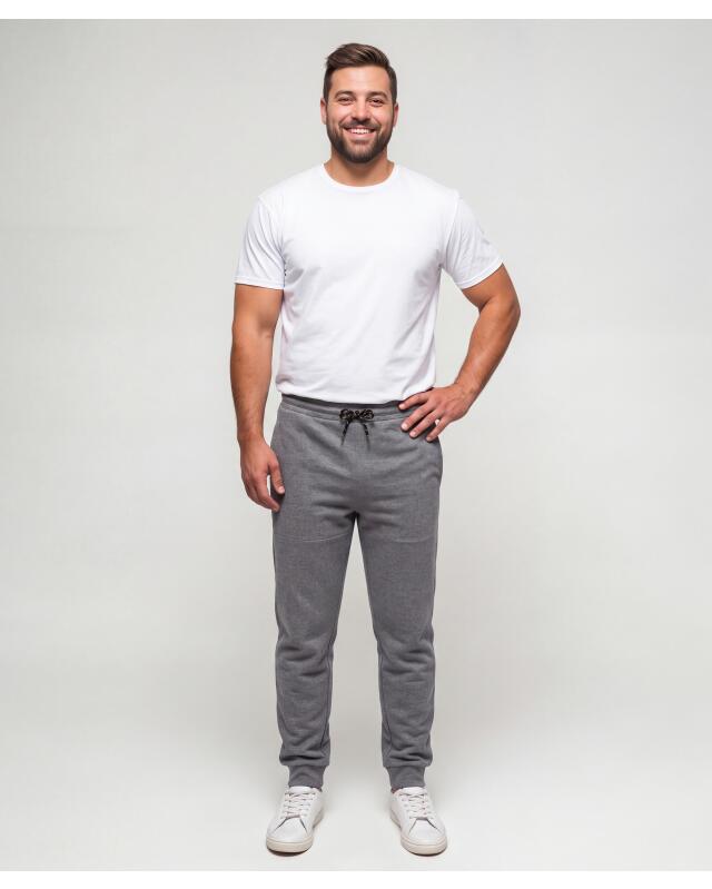 Joggers with ribbed hems for men, anthracite marl (KiK Jogginghose mit Rippbündchen (anthrazit melange)) — KiK, authentic German product in Morocco
