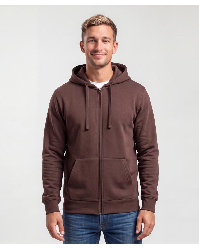 Zip-up sweat jacket for men, dark brown (KiK Dunkelbraune Sweatjacke (dunkelbraun)) — KiK, authentic German product in Morocco