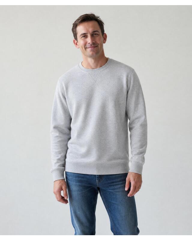 سويت شيرت بخياطة زخرفية للرجال، رمادي مبرقش (KiK Sweatshirt mit Ziernähten (grau melange)) — KiK, منتج ألماني أصلي في المغرب