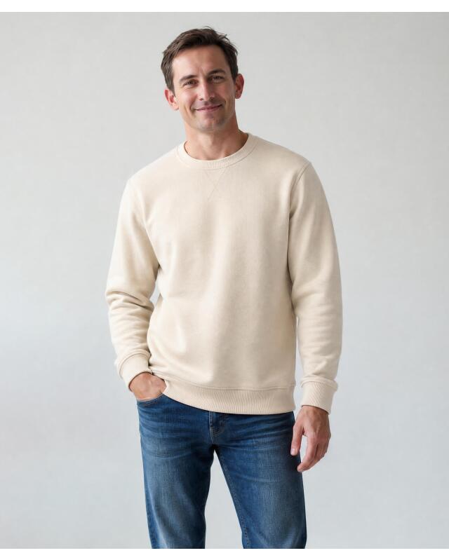 Lined sweatshirt for men, cream (KiK Sweatshirt mit Innenfutter (creme)) — KiK, authentic German product in Morocco