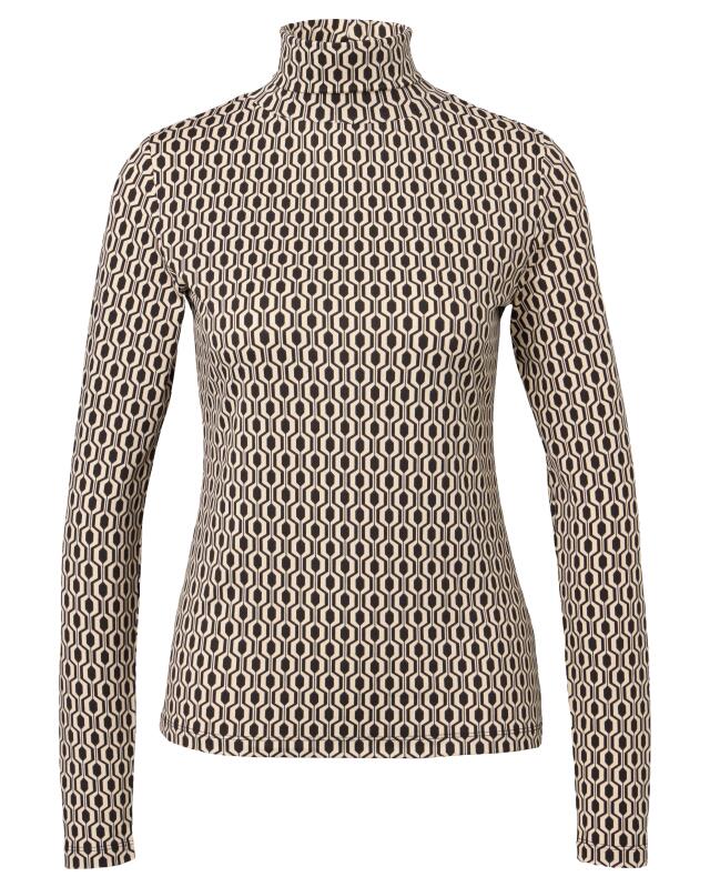 Roll-neck long-sleeve top for women, black/cream (KiK Langarmshirt mit Rollkragen (schwarz/creme)) — KiK, authentic German product in Morocco