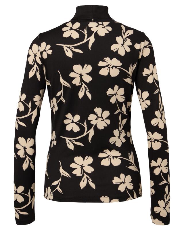 T-shirt manches longues à fleurs femme, noir imprimé (KiK Langarmshirt mit Blumen (schwarz bedruckt)) — KiK, produit allemand authentique au Maroc