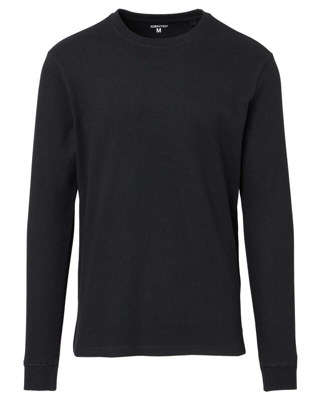 T-shirt manches longues en piqué homme, noir (KiK Piqué-Langarmshirt (schwarz)) — KiK, produit allemand authentique au Maroc