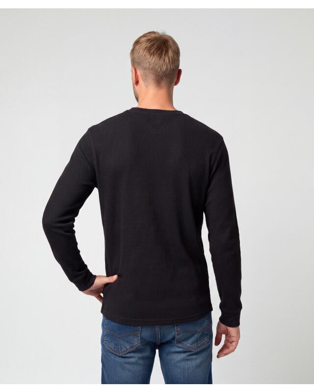 T-shirt manches longues en piqué homme, noir (KiK Piqué-Langarmshirt (schwarz)) — KiK, produit allemand authentique au Maroc