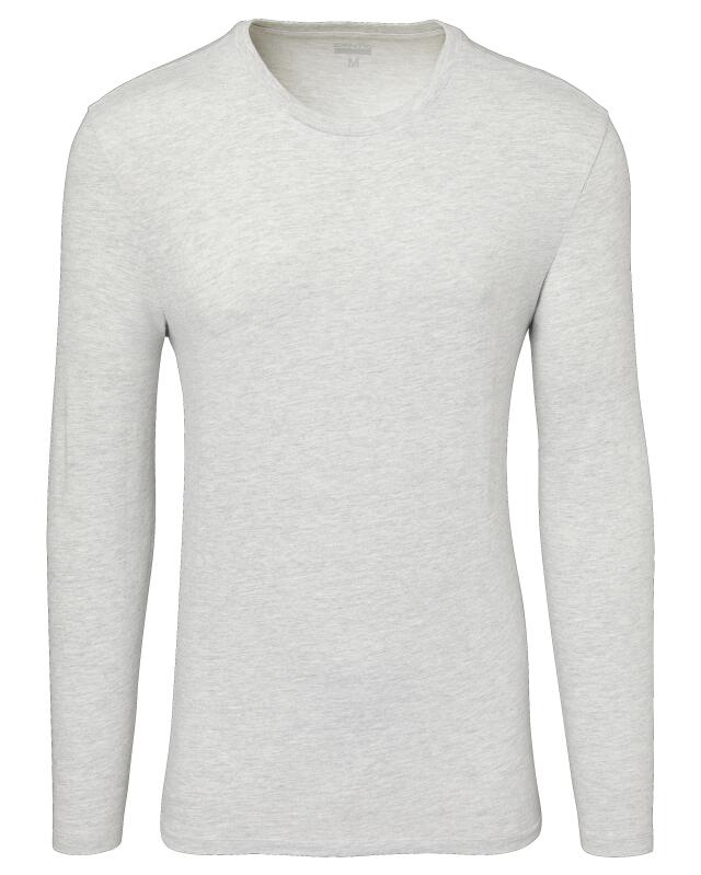 T-shirt à manches longues basique homme, gris chiné (KiK Basic Langarmshirt (grau melange)) — KiK, produit allemand authentique au Maroc