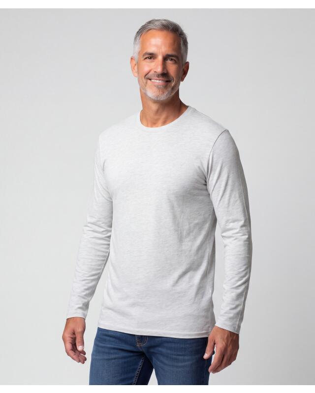 T-shirt à manches longues basique homme, gris chiné (KiK Basic Langarmshirt (grau melange)) — KiK, produit allemand authentique au Maroc