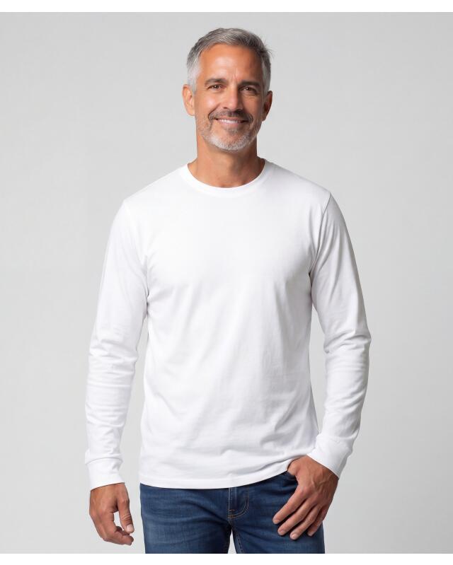 Basic long-sleeve top for men, white (KiK Basic Langarmshirt (weiß)) — KiK, authentic German product in Morocco