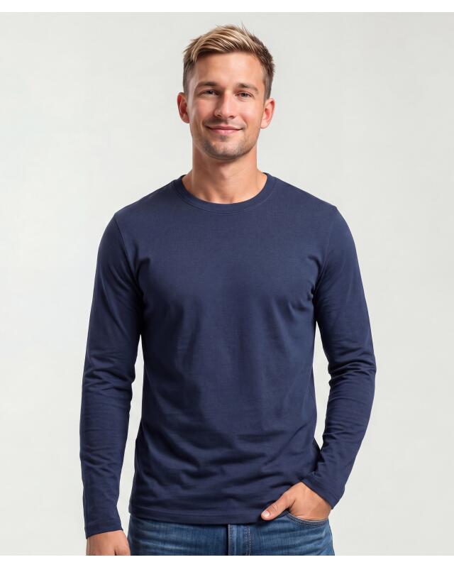 T-shirt à manches longues basique homme, bleu marine (KiK Basic Langarmshirt (dunkelblau)) — KiK, produit allemand authentique au Maroc
