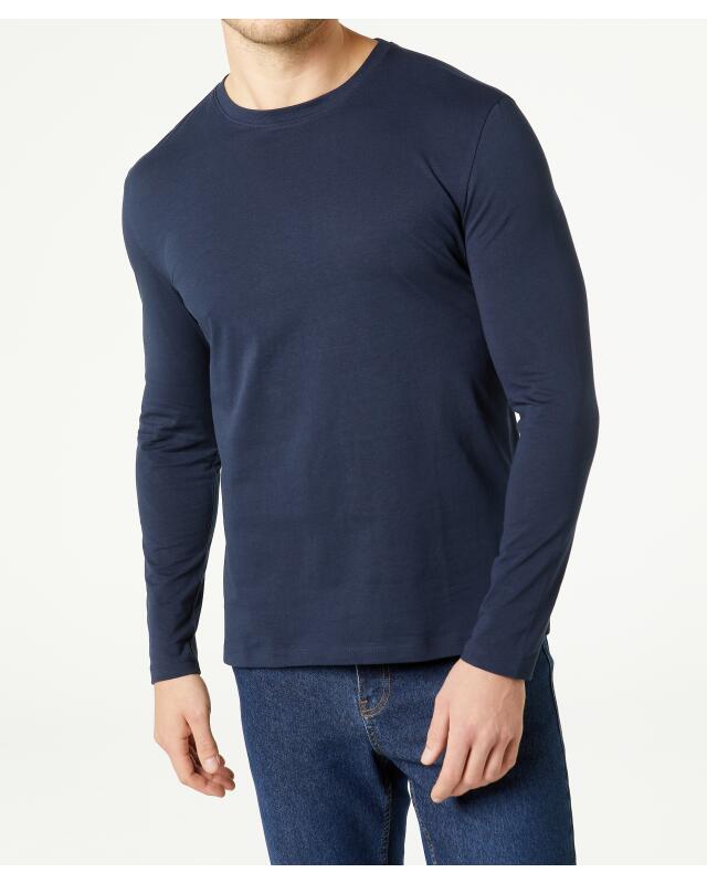 T-shirt à manches longues basique homme, bleu marine (KiK Basic Langarmshirt (dunkelblau)) — KiK, produit allemand authentique au Maroc