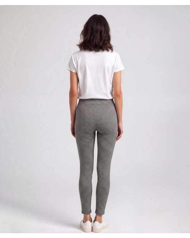 Pantalon pied-de-poule femme, gris à carreaux (KiK Hose mit Hahnentrittmuster (grau kariert)) — KiK, produit allemand authentique au Maroc