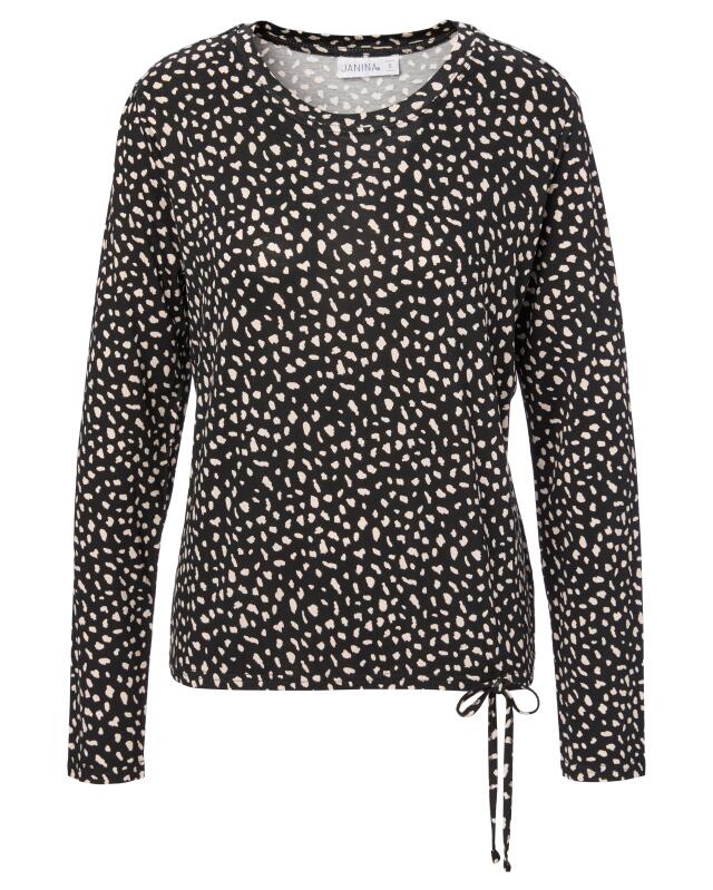 Patterned long-sleeve top for women, black printed (KiK Langarmshirt mit Muster (schwarz bedruckt)) — KiK, authentic German product in Morocco