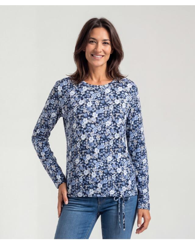 Patterned long-sleeve top for women, blue printed (KiK Langarmshirt mit Muster (blau bedruckt)) — KiK, authentic German product in Morocco