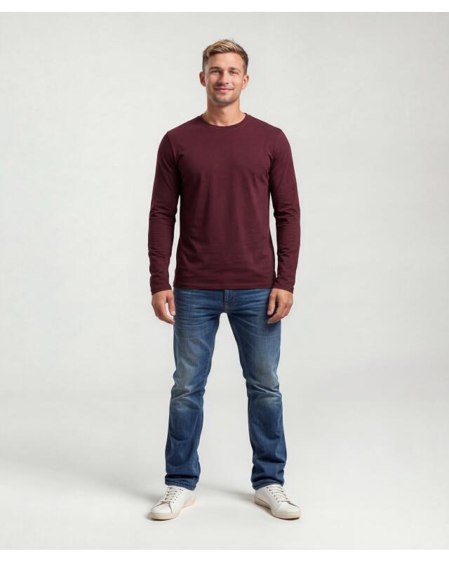 T-shirt à manches longues basique homme, bordeaux (KiK Basic Langarmshirt (bordeaux)) — KiK, produit allemand authentique au Maroc