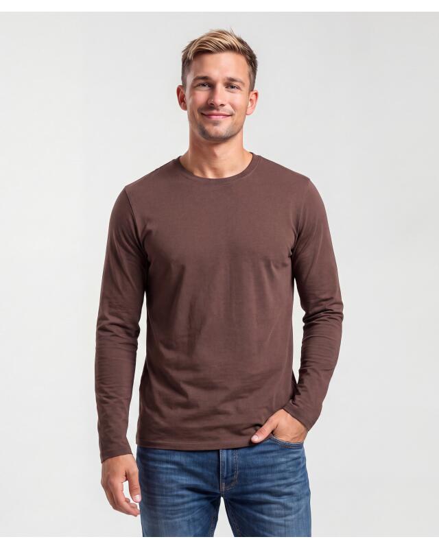 T-shirt à manches longues basique homme, marron foncé (KiK Basic Langarmshirt (dunkelbraun)) — KiK, produit allemand authentique au Maroc