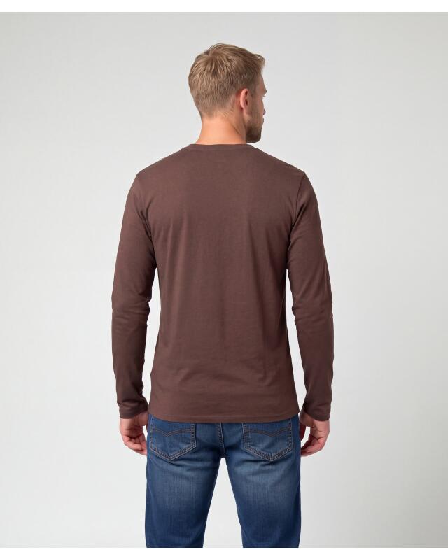 T-shirt à manches longues basique homme, marron foncé (KiK Basic Langarmshirt (dunkelbraun)) — KiK, produit allemand authentique au Maroc