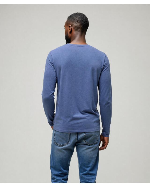 T-shirt à manches longues basique homme, bleu jean (KiK Basic Langarmshirt (jeansblau)) — KiK, produit allemand authentique au Maroc
