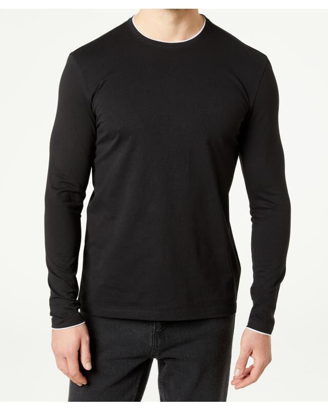 T-shirt manches longues effet 2-en-1 homme, noir (KiK Langarmshirt 2-in-1-Optik (schwarz)) — KiK, produit allemand authentique au Maroc