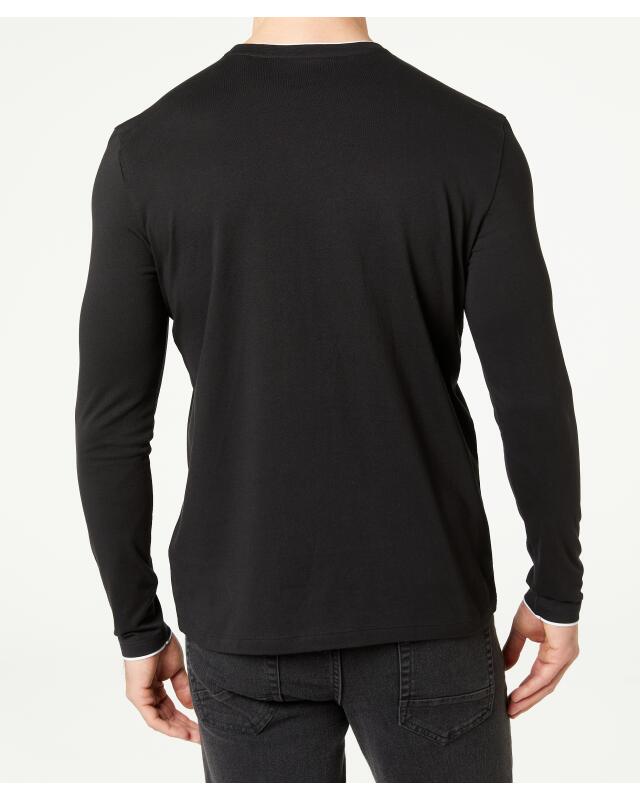 T-shirt manches longues effet 2-en-1 homme, noir (KiK Langarmshirt 2-in-1-Optik (schwarz)) — KiK, produit allemand authentique au Maroc