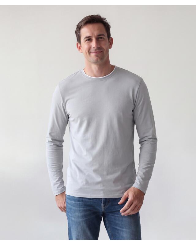 T-shirt manches longues effet 2-en-1 homme, gris (KiK Langarmshirt 2-in-1-Optik (grau)) — KiK, produit allemand authentique au Maroc