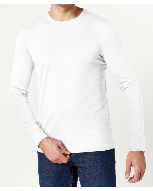 T-shirt manches longues effet 2-en-1 homme, blanc (KiK Langarmshirt 2-in-1-Optik (weiß)) — KiK, produit allemand authentique au Maroc
