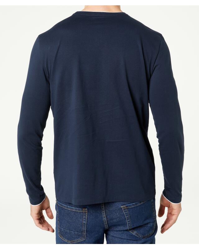 T-shirt manches longues effet 2-en-1 homme, bleu marine (KiK Langarmshirt 2-in-1-Optik (dunkelblau)) — KiK, produit allemand authentique au Maroc