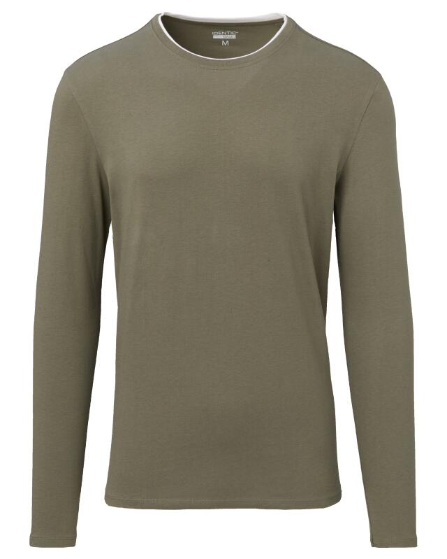 T-shirt manches longues effet 2-en-1 homme, kaki (KiK Langarmshirt 2-in-1-Optik (Khaki)) — KiK, produit allemand authentique au Maroc