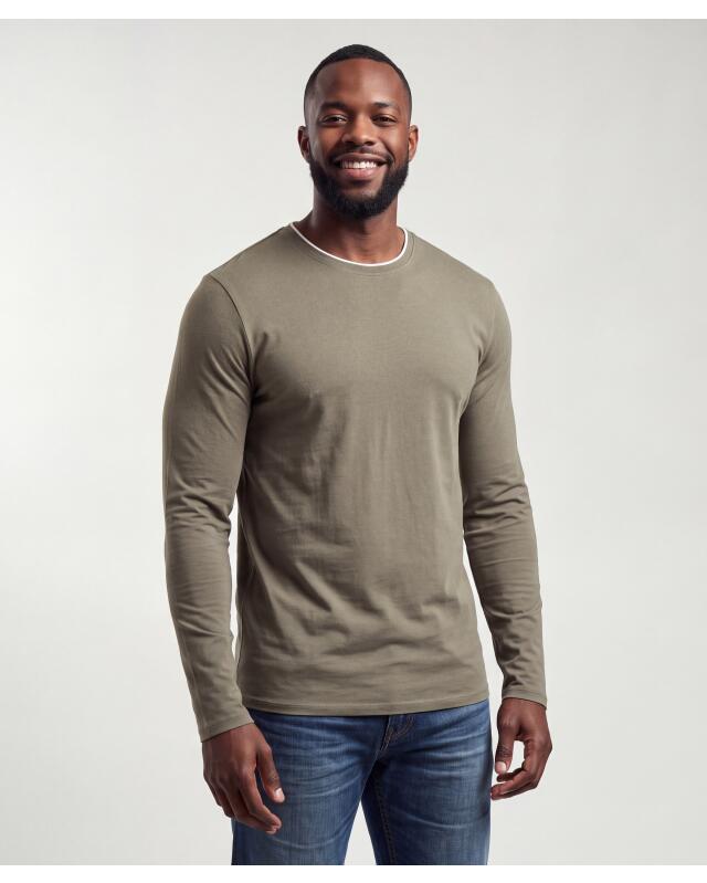 T-shirt manches longues effet 2-en-1 homme, kaki (KiK Langarmshirt 2-in-1-Optik (Khaki)) — KiK, produit allemand authentique au Maroc
