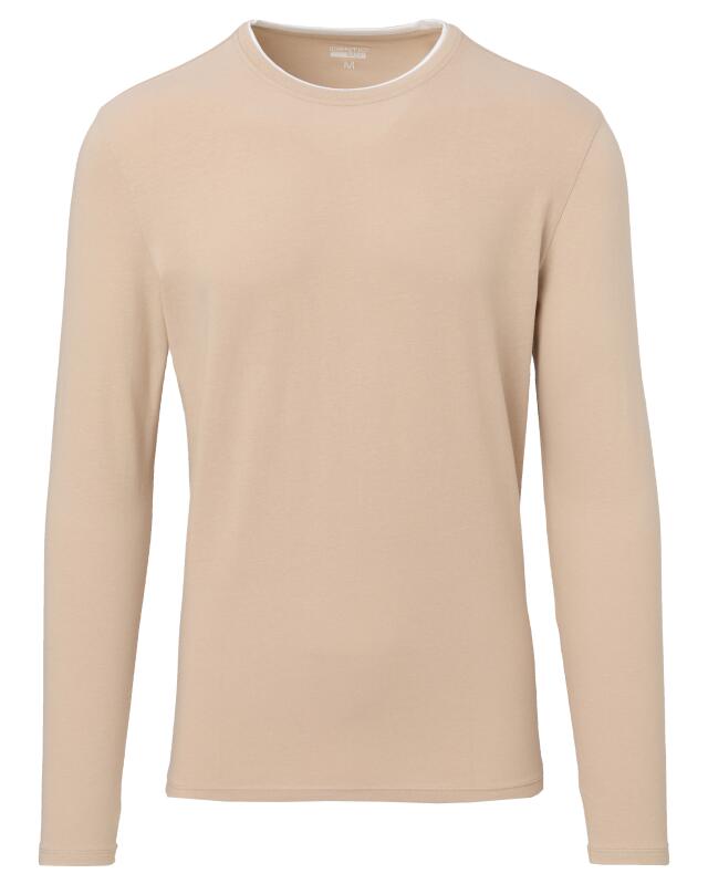 T-shirt manches longues effet 2-en-1 homme, écru (KiK Langarmshirt 2-in-1-Optik (naturfarben)) — KiK, produit allemand authentique au Maroc