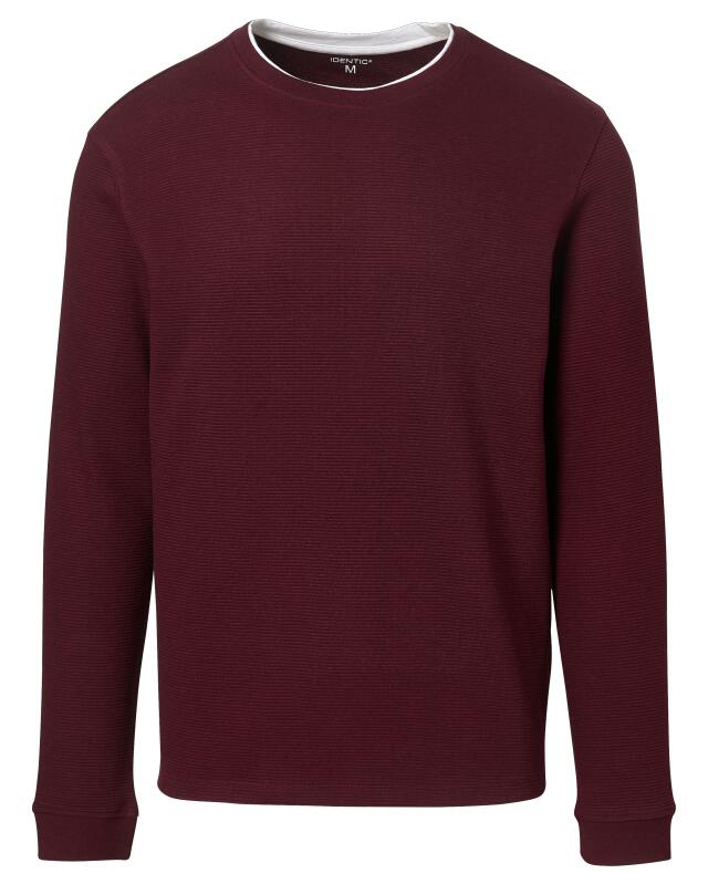 T-shirt manches longues texturé homme, bordeaux (KiK Langarmshirt mit Struktur (bordeaux)) — KiK, produit allemand authentique au Maroc