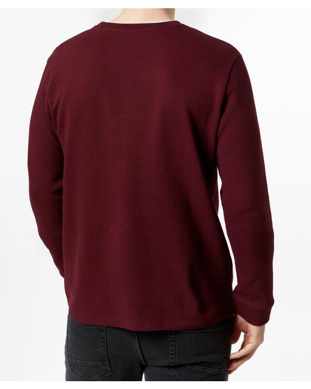 T-shirt manches longues texturé homme, bordeaux (KiK Langarmshirt mit Struktur (bordeaux)) — KiK, produit allemand authentique au Maroc