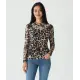 Mesh-Langarmshirt mit Leo-Muster