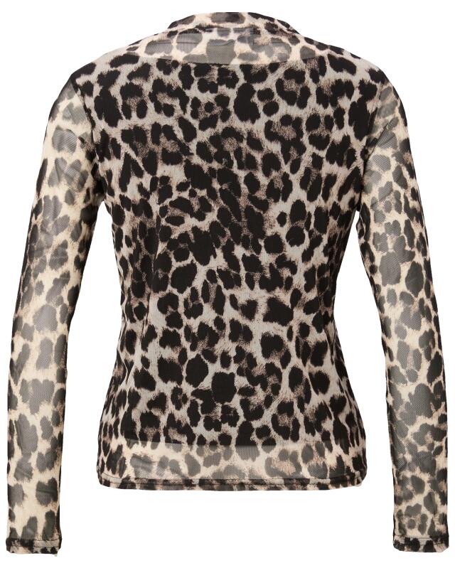 T-shirt manches longues en mesh léopard femme, imprimé léopard (KiK Mesh-Langarmshirt mit Leo-Muster (Leopardendruck)) — KiK, produit allemand authentique au Maroc