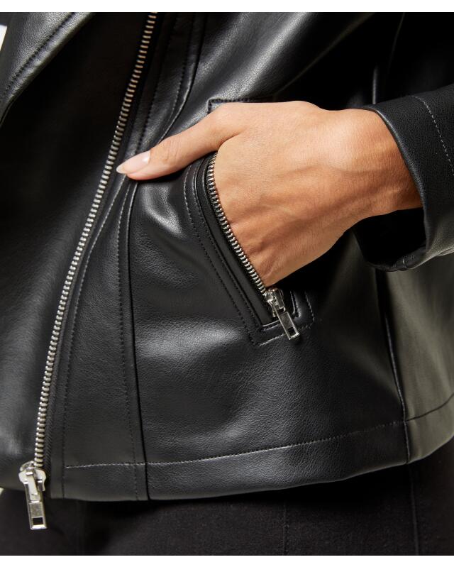 Faux leather jacket for women, black (KiK Moderne Kunstlederjacke (schwarz)) — KiK, authentic German product in Morocco