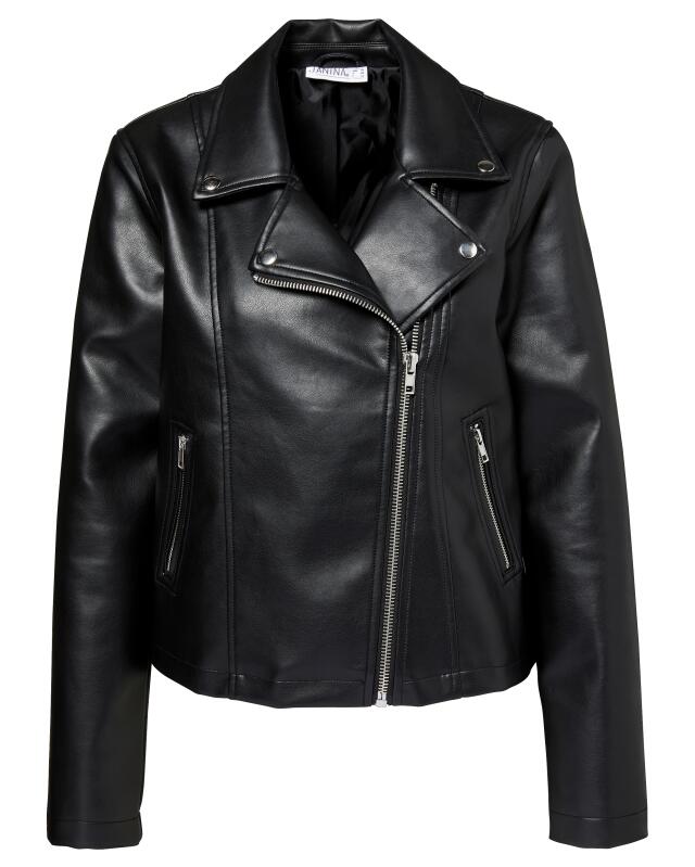 Faux leather jacket for women, black (KiK Moderne Kunstlederjacke (schwarz)) — KiK, authentic German product in Morocco
