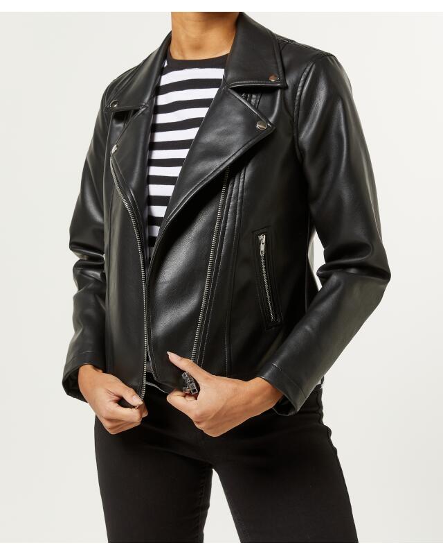 Faux leather jacket for women, black (KiK Moderne Kunstlederjacke (schwarz)) — KiK, authentic German product in Morocco