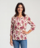 Crinkle-Shirt mit Blumen weiß/rosa