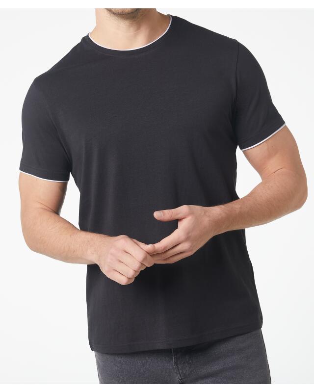 Double-layer-look T-shirt for men, black (KiK T-Shirt in Doppellagenoptik (schwarz)) — KiK, authentic German product in Morocco