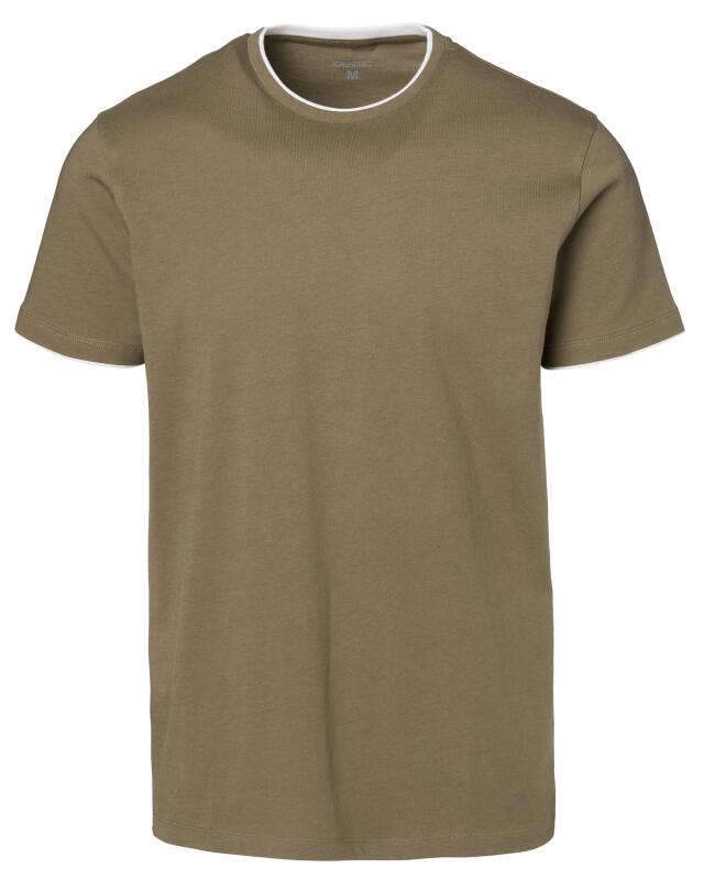 Double-layer-look T-shirt for men, khaki (KiK T-Shirt in Doppellagenoptik (Khaki)) — KiK, authentic German product in Morocco