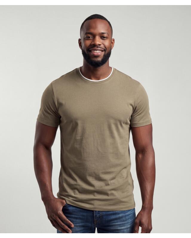 Double-layer-look T-shirt for men, khaki (KiK T-Shirt in Doppellagenoptik (Khaki)) — KiK, authentic German product in Morocco