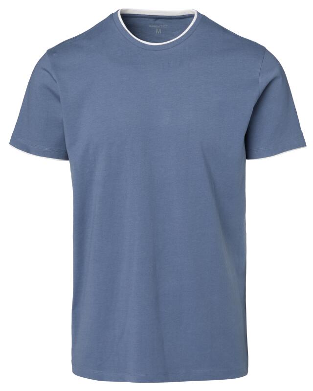 Double-layer-look T-shirt for men, denim blue (KiK T-Shirt in Doppellagenoptik (jeansblau)) — KiK, authentic German product in Morocco