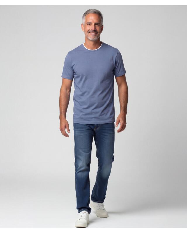 Double-layer-look T-shirt for men, denim blue (KiK T-Shirt in Doppellagenoptik (jeansblau)) — KiK, authentic German product in Morocco