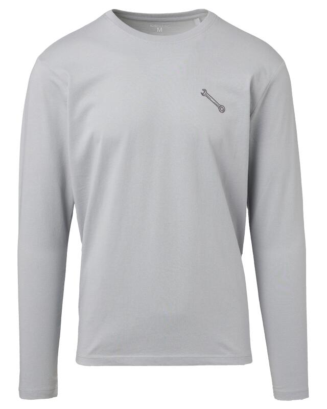 T-shirt manches longues brodé homme, gris (KiK Langarmshirt mit Stickerei (grau)) — KiK, produit allemand authentique au Maroc