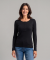 Geripptes Langarmshirt schwarz