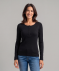 Geripptes Langarmshirt schwarz