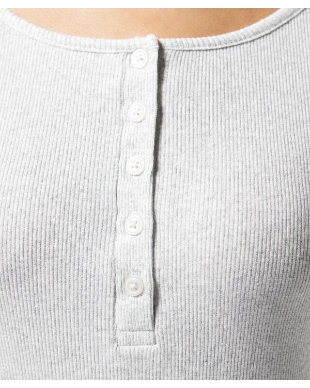 T-shirt manches longues côtelé femme, gris clair chiné (KiK Geripptes Langarmshirt (hellgrau melange)) — KiK, produit allemand authentique au Maroc