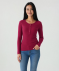 Geripptes Langarmshirt beere