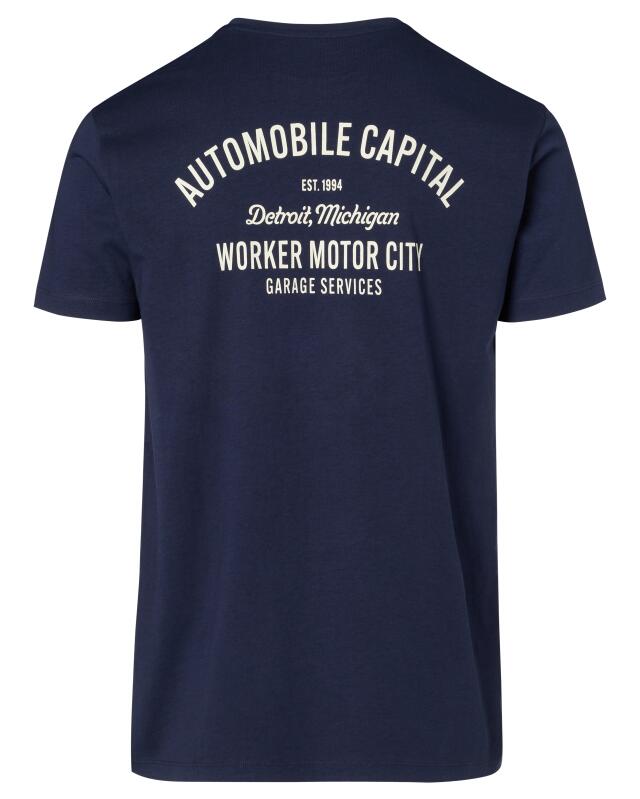 تيشيرت بطبعة أمامية وخلفية للرجال، كحلي (KiK T-Shirt mit Front- und Backprint (dunkelblau)) — KiK, منتج ألماني أصلي في المغرب