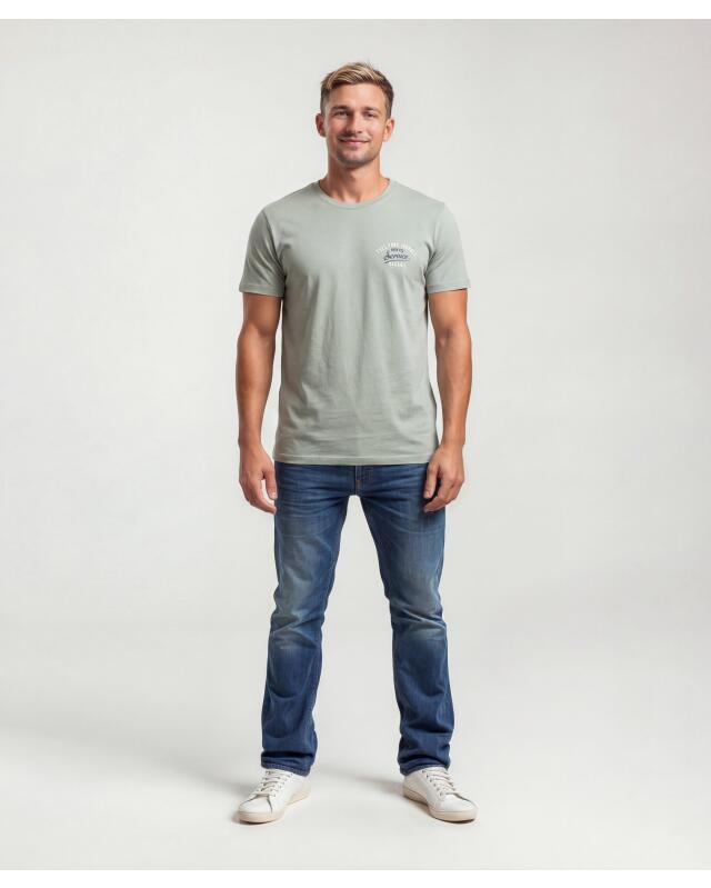 T-shirt with front and back print for men, light green (KiK T-Shirt mit Front- und Backprint (hellgrün)) — KiK, authentic German product in Morocco